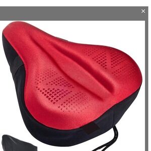 Zacro Bike Seat Cover Red Gel Padded Wide Cushion Adjustable Saddle Sports